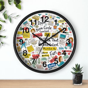 Horloge murale humoristique pour réunion de bureau | Travail à distance, décoration de bureau