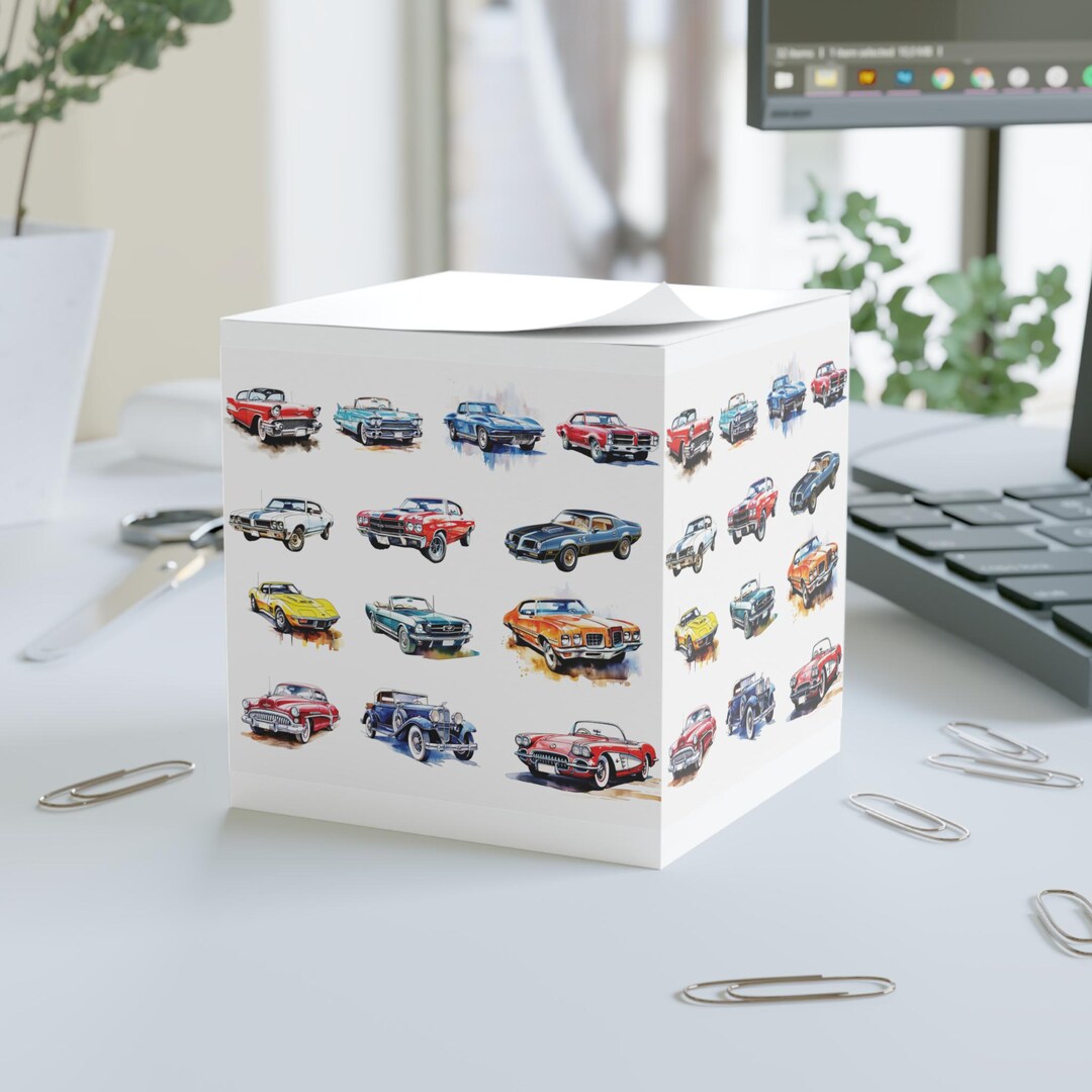 13 American Classic Cars Note Cube, Classic Car Memo Pad, Office Desk ...