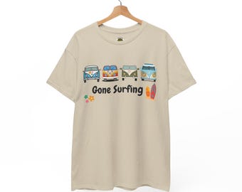 Retro T-shirt met print Gone Surfing | Surfshirt strandvakantie