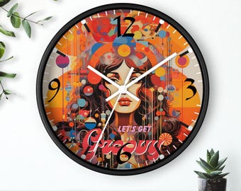 Groovy Retro Wall Clock | 1970s Vibe, Psychedelic Swirl