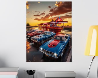 Vintage Car Poster: Retro Automotive Wall Art, Classic Car Gift