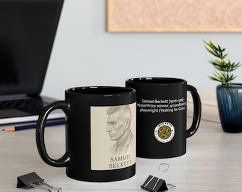 Samuel Beckett Mug: Literary Coffee Lover Gift, Black Ceramic Mug
