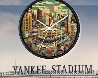 Bronx New York City Illustrated Wandklok, kantoordecor