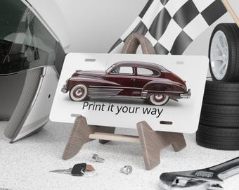Placa de matrícula personalizada para coche vintage de color marrón clásico, para automóvil retro