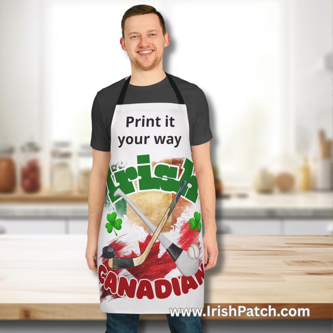Irish Canadian Hockey Apron | St. Patrick's Day Shamrock Hockey Design ...