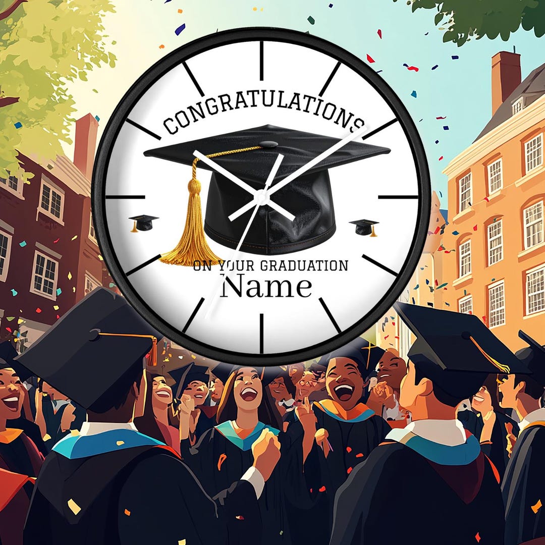 Graduation Cap Congratulations Wall Clock | Class Year Décor, Student ...
