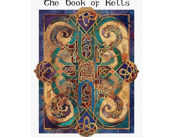 Le livre de Kells, illustration celtique de Knotwork Poster | Décoration murale ornementale médiévale à volutes