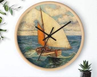 Reloj de pared con temática náutica: decoración de casa de playa costera