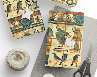 Ancient Egyptian Hieroglyphs Wrapping Paper | Pharaoh Pattern