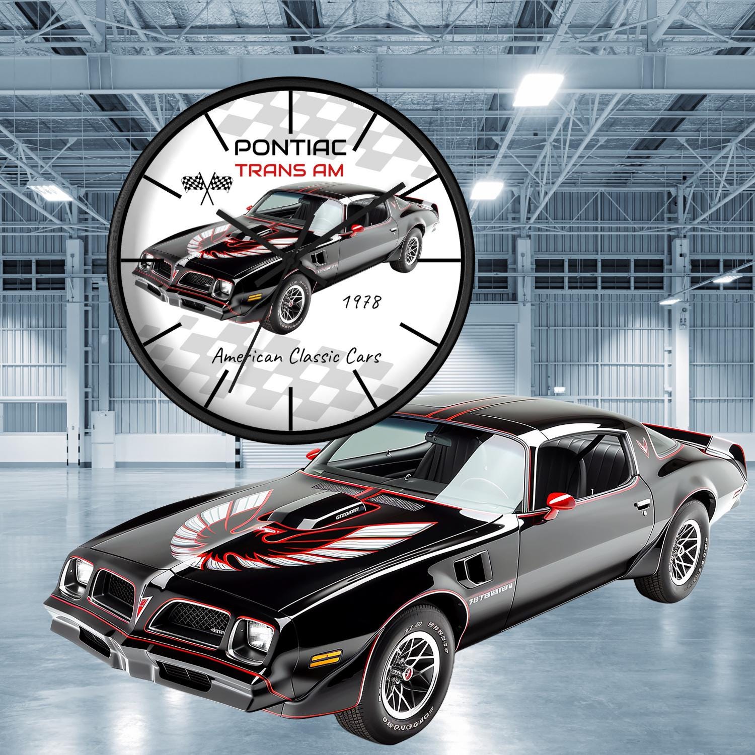 1978 Trans Am, American Classic Muscle Cars Wall Clock | Vintage