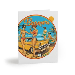 Biglietti d'auguri vintage per la spiaggia, divertenti biglietti estivi, cartoline pop art per compleanni, feste, occasioni speciali, arte nostalgica