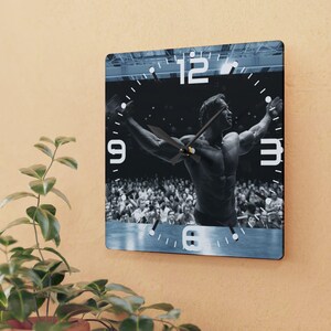 Reloj de pared acrílico con pose de culturista y motivación para el gimnasio/Decoración de fitness