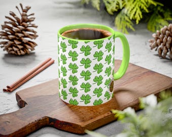 Mug motif trèfle 11 oz 15 oz | Tasse en céramique trèfle de la Saint-Patrick