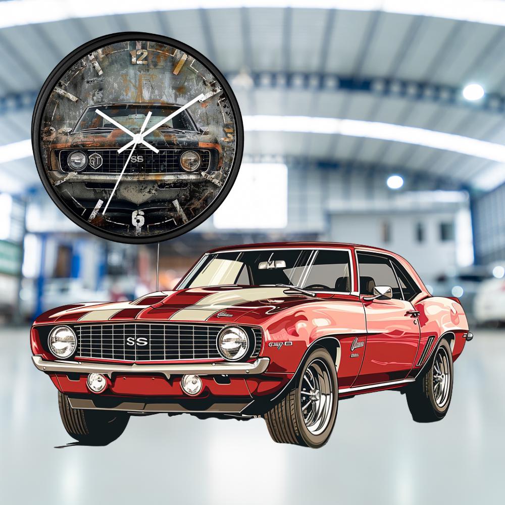 ヴィンテージカー用壁掛け時計、レトロな自動車装飾、車好きへのギフト