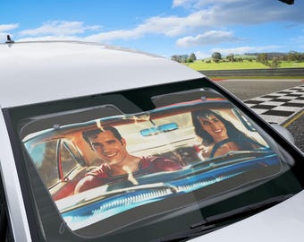 Hero's Car Sun Shade: Cosplay UV Protection, Fun Auto Décor