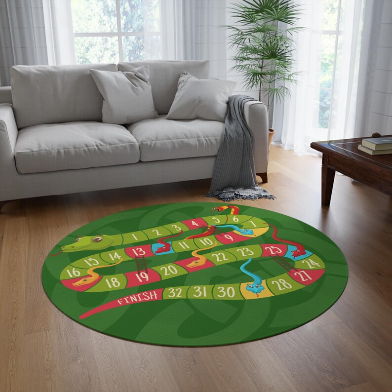 Snake Ladder Rug Snakes and Ladders Board Round Rug | Game Night Playroom Décor 60