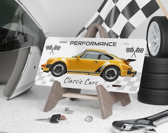 Clásicos alemanes de los años 70, placa de matrícula metálica personalizada para coche de carreras Porsche 911 Turbo Performance.