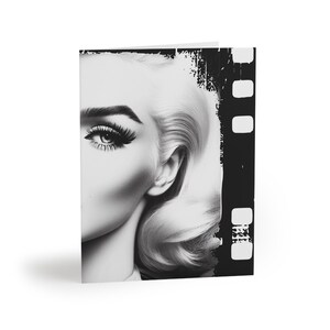 Marilyn Chic Schwarz und Weiß Grußkarten Set | Stilvolle Karten, Kunstliebhaber, Elegante Einladungen, Geburtstagswünsche, Minimalistisches Design, Einzigartig