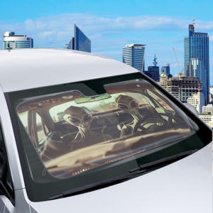 UFO Car Sun Shade: Alien Design, UV Protection Windshield Cover