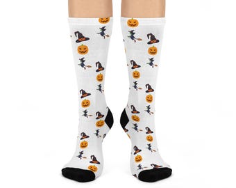 Halloween Crew Socks: Pumpkin Witch Spooky Season Style