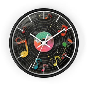 Vintage Vinyl Record Wall Clock, Music Lover Gift, Retro Home Decor, 33s