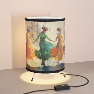 Tripod Lamp, Artistic Bohemian Style Home Decor with Flamenco and Irish Dancers, Unique Gifts, Cozy Lighting