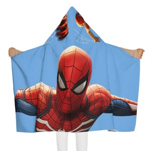 Toalha com capuz infantil do Homem-Aranha | Toalha de banho de praia para crianças imagem 1