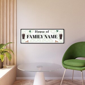 Enseigne d'art personnalisée en métal, décor de nom de famille inspiré de la Guinness image 2
