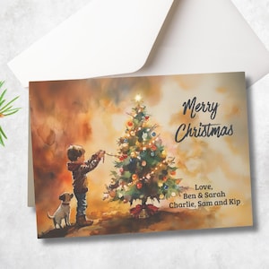Personalized Christmas Card Set | Xmas Cards | Watercolor Holiday Greeting | Bulk Custom Holiday Cards | Winter Art and Festive Stationery