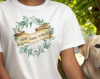 Faith Family Forever Christian T-Shirt, Comfort Colors Tee