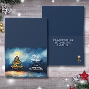 Personalized Christmas Card Set | Christian Xmas Cards | Watercolor Holiday Greeting | Bulk Custom Holiday Cards | Holiday Card Bundle