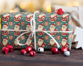 Vintage Santa Christmas Wrapping Paper - Retro Holiday Gift Wrap