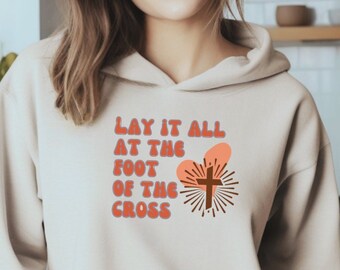 Cropped Christian Sweatshirt, Faith Based Hooded Shirt, Long Sleeve Bible Verse Quote Shirt for Mom, Teen or Friend Gift, Confirmation Gift