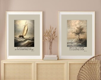 Bible Verse Art Set | Faith-Based Decor | Watercolor Bible Print, Modern Christian Scripture Wall Art, Christian Gifts, Housewarming Present