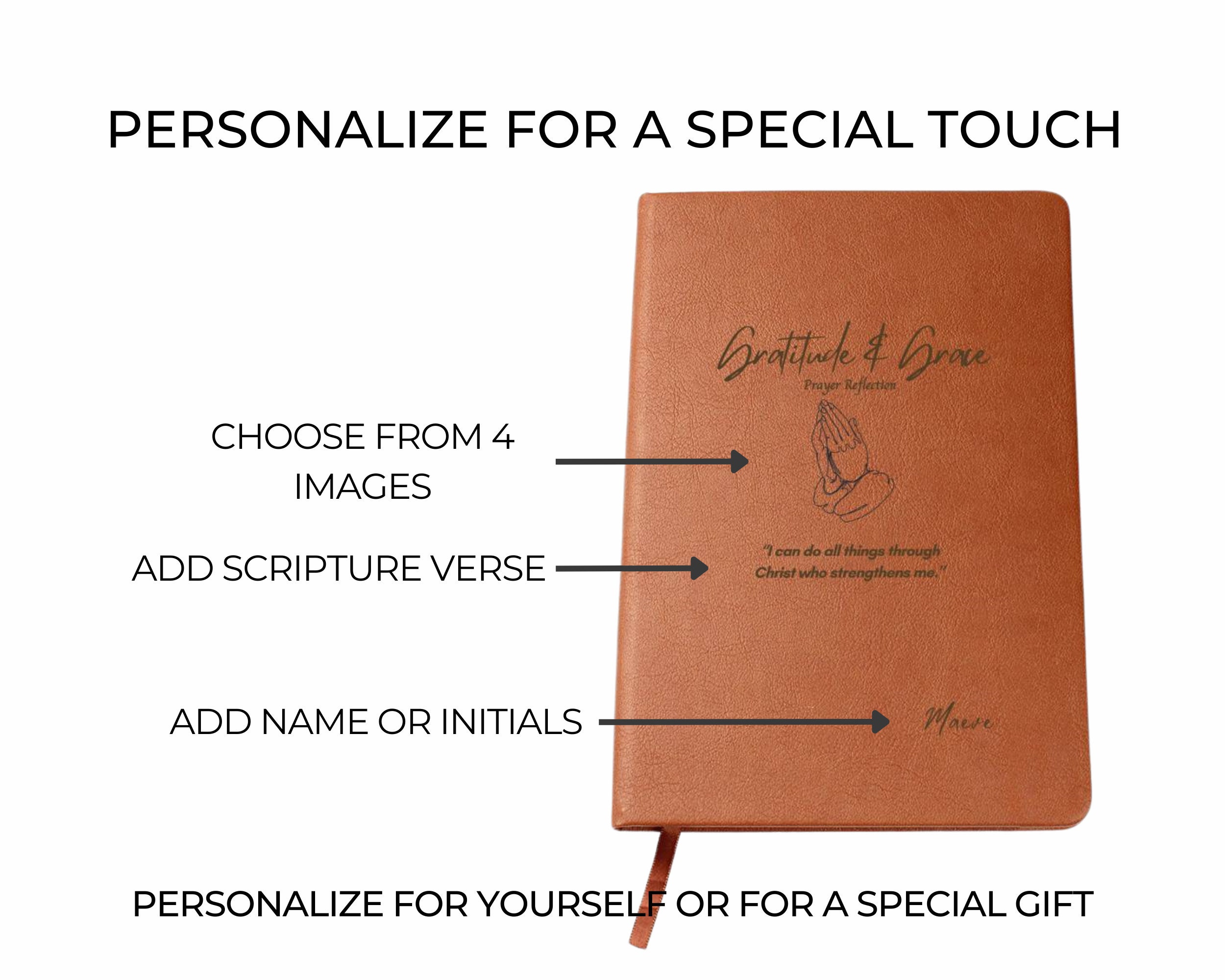 Personalized Leather Prayer Journal, Gratitude & Devotional Journal, Custom Christian Gifts, Bible Study Notebook, Catholic Devotional Gift