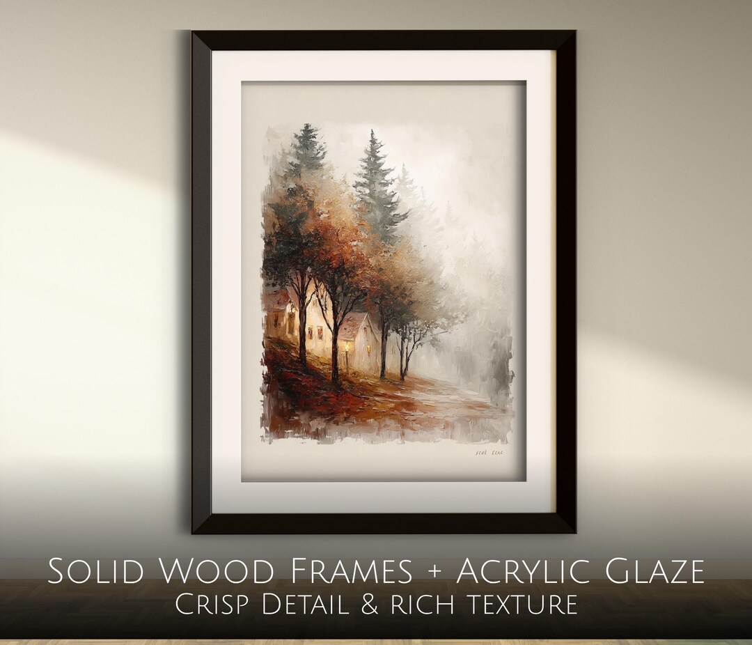 Misty Autumn Forest Art Print: Rustic Cabin Wall Decor - Etsy