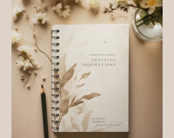 Personalized Devotional Sermon Notes Journal: Graceful Inspirations, Verse map scriptures, Church Notes, Gift for Mom, Dad Christian Journal