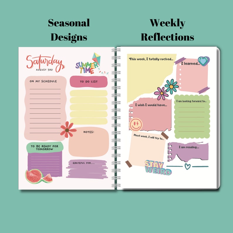 Girl Planner 6 Month Undated Daily Weekly Monthly Organizer for Teen ...