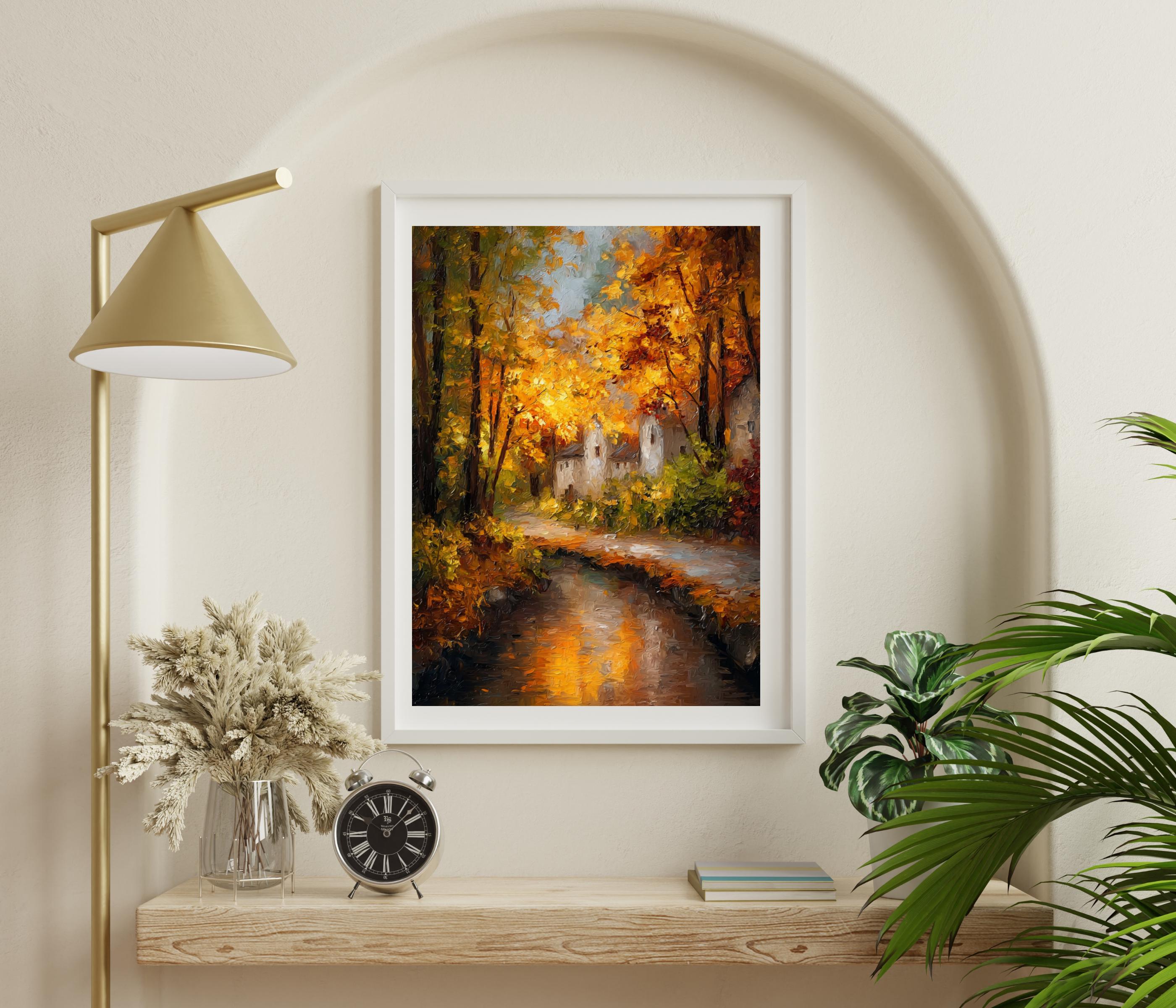 Autumn Forest Art Print: Rustic Cabin Wall Decor, Vertical Landscape - Etsy