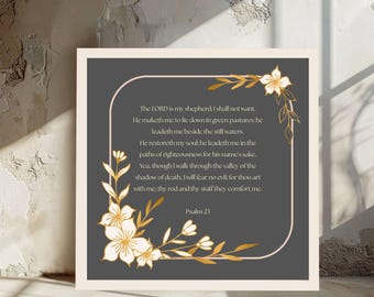 Psalm 23 The Lord Is My Shepherd Print | Christian Wall Art | Bible Verse Home Decor | Faith Gift | Scripture Art for Comfort & Peace