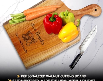 Personalized Wood Cutting Board, Christian Charcuterie Board, Custom Engraved Wedding, Anniversary Housewarming Gift Walnut, Maple or Cherry