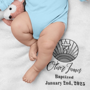 Soft Personalized Baptism Gift | Custom Baby Blanket | Catholic Name Blanket, Christian Baptism Blanket, Christening Gift, New Baby Keepsake