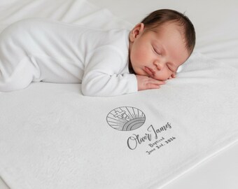 Personalisierte Taufe Geschenk Decke, Weiche Samt Taufe Andenken, Benutzerdefinierte Baby Decke mit Name & Datum, Unisex Glaube Baby Geschenk