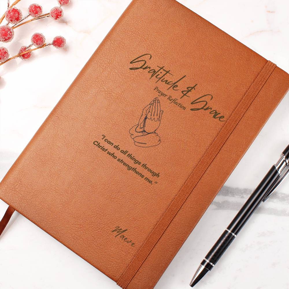 Personalized Leather Prayer Journal, Gratitude & Devotional Journal, Custom Christian Gifts, Bible Study Notebook, Catholic Devotional Gift