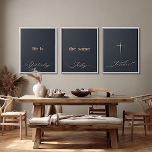 Scripture Wall Art Set of 3 – Christian Home Decor, Bible Verse Prints, Modern Framed Art, Faith Gallery Wall, Catholic Home Decor