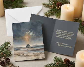 Faith Based Christmas Card, Customizable Christian Holiday Greeting, Religious Personalized Sentiment and Signature
