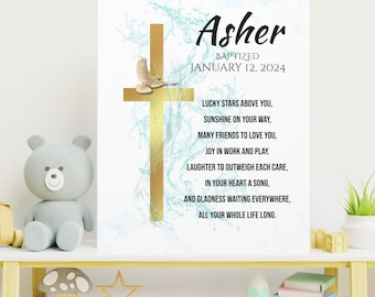 Personalized Baptism Gift,  Canvas Wrap Print, Confirmation Gift, Nursery Wall Art, Godchild, First Communion, Dedication Gift, Christening