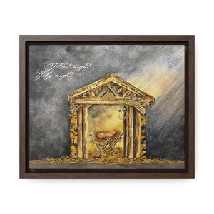 Original Nativity Scene Watercolor Painting Print on Gallery Canvas ...