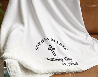 Soft Personalized Baptism Gift | Custom Baby Blanket, Christening Keepsake, Catholic Name Blanket & New Baby Gift