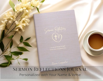 Personalized Sermon Notes Journal: Guided Bible Study, Christian Gift
